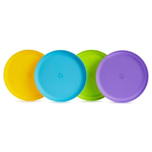 Conjunto com 4 pratos coloridos Munchkin (BPA free, seguro para microondas e máquina de lavar)