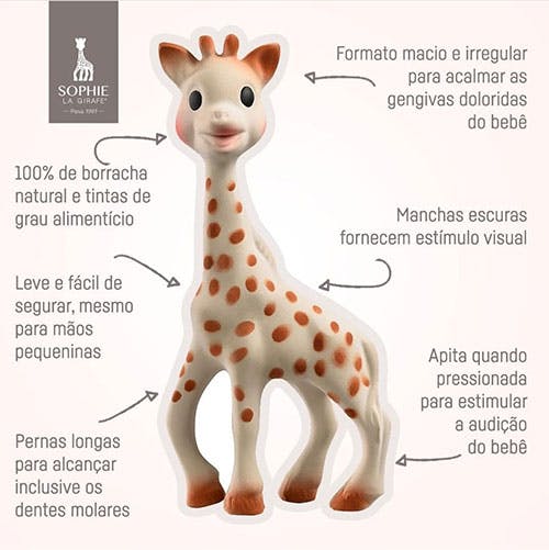 Mordedor Sophie girafa - em borracha natural - Vulli